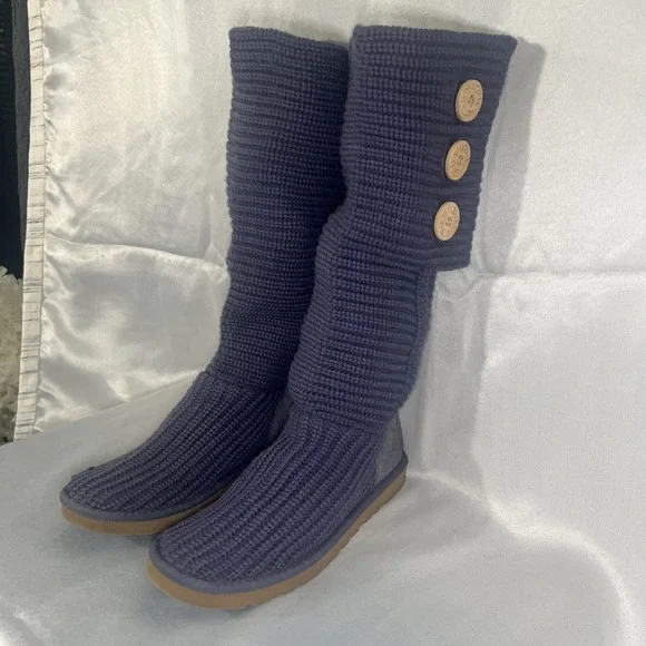 UGG Australia Boots Classic Cardy Knit Tall Boot Womens 8 Sweater Cottage Core - Picture 8 of 13